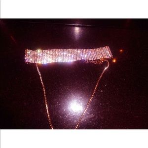 Rose Gold and Crystal Choker Y Necklace